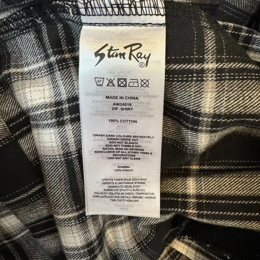 NWT Stan Ray Men's Black White Zip Shirt Size Large - Picture 8 of 9